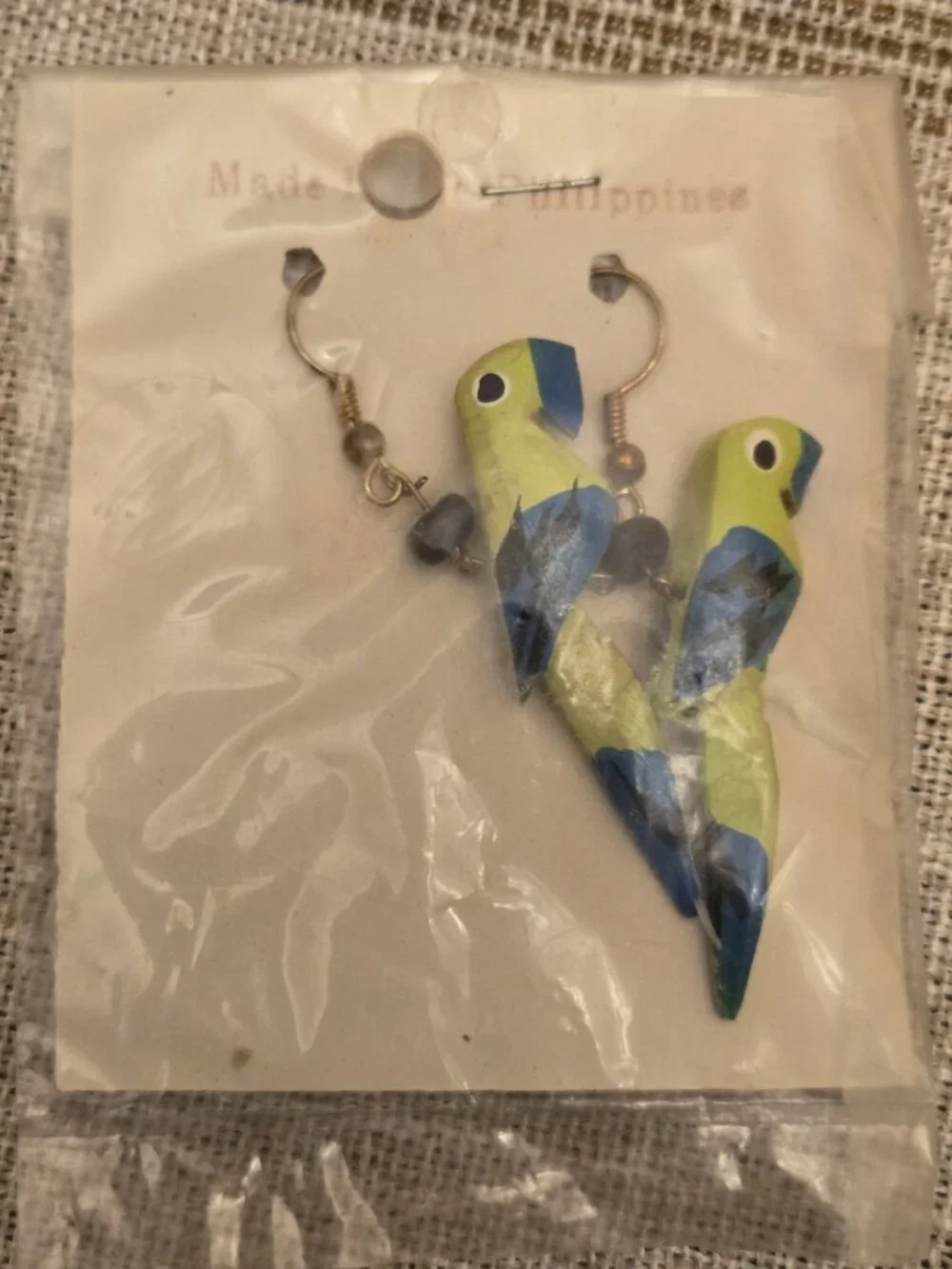 Hand-Painted Parrot Earrings With Gold Hooks - Made In‎ The Philippines